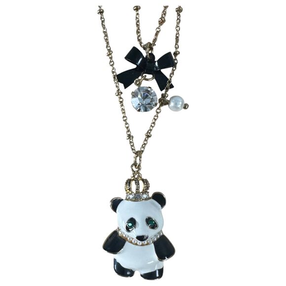 Betsey Johnson Jewelry - Betsey Johnson Panda Bear Bow Layered Necklace NEW with Tags